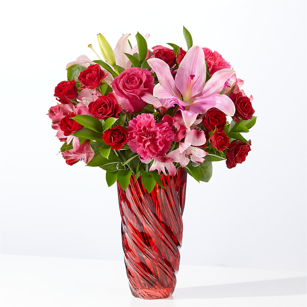 In Love Bouquet with Luxe Swirl Vase – KAREN'S FLOWER KOTTAGE, Hayward CA