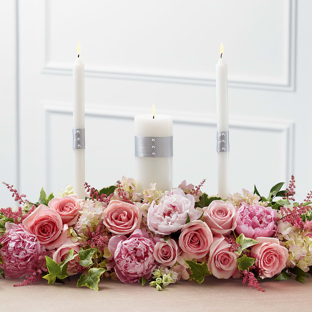 Worldwide Romance Unity Candle Arrangement – KAREN'S FLOWER KOTTAGE, Hayward CA