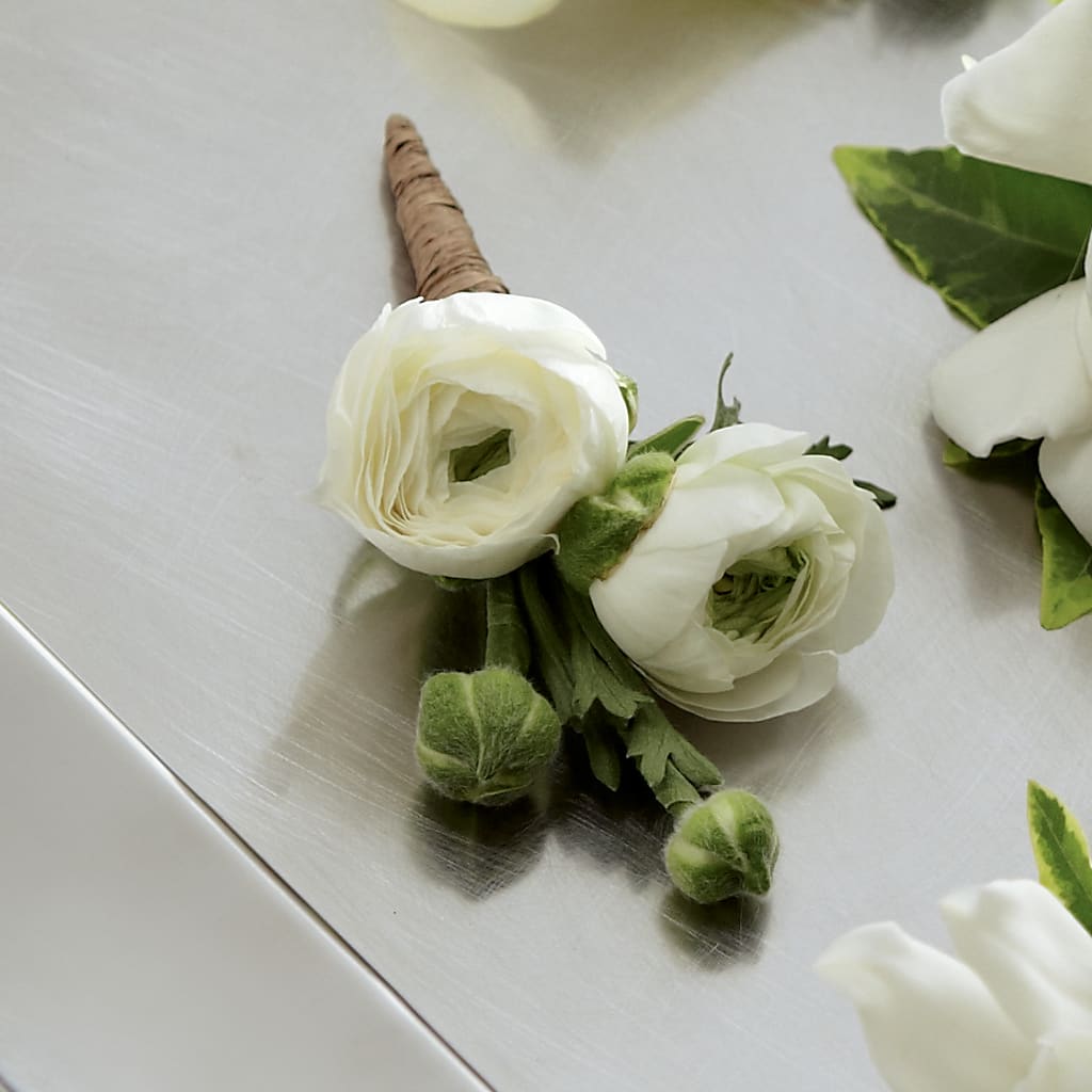 White Ranunculus Boutonniere – KAREN'S FLOWER KOTTAGE, Hayward CA