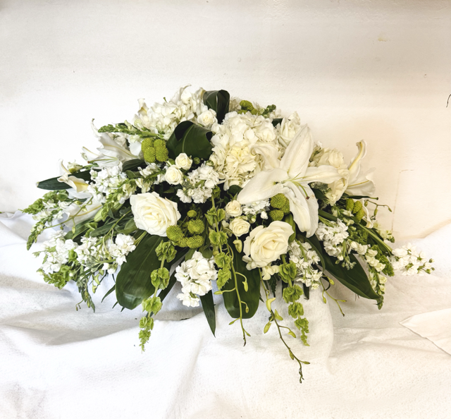 White & Green Casket Spray