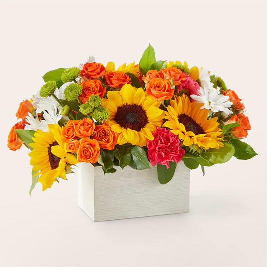Sun-drenched Blooms Box Bouquet – KAREN'S FLOWER KOTTAGE, Hayward CA
