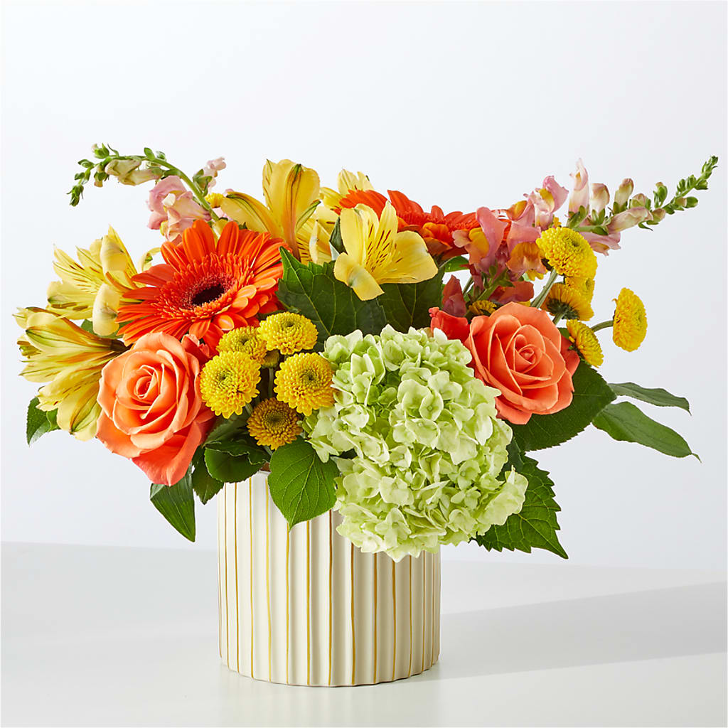 Autumn Sunshine Bouquet with Ivory Vase – KAREN'S FLOWER KOTTAGE, Hayward CA