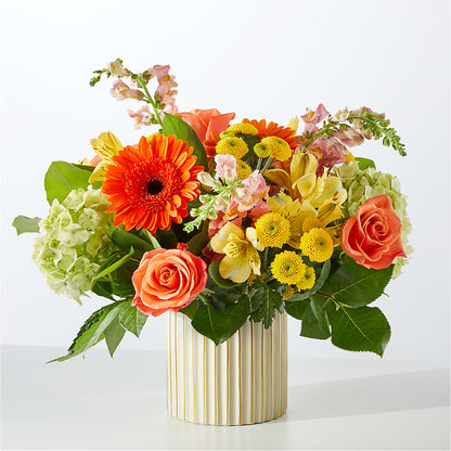 Autumn Sunshine Bouquet with Ivory Vase – KAREN'S FLOWER KOTTAGE, Hayward CA