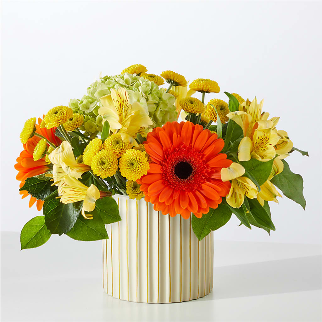 Autumn Sunshine Bouquet with Ivory Vase – KAREN'S FLOWER KOTTAGE, Hayward CA